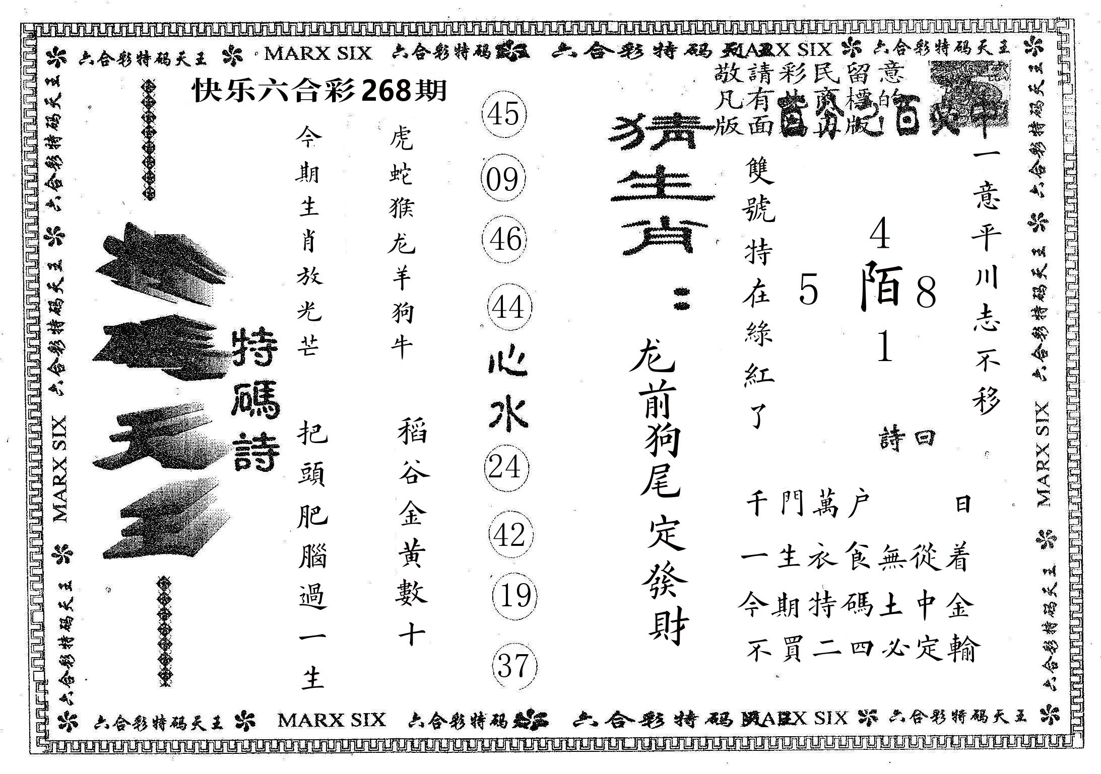 天码天王 第268期