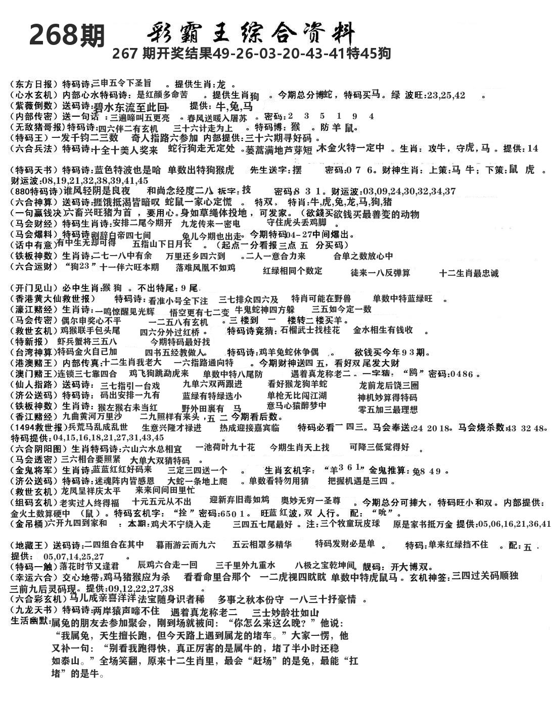 快乐八综合资料 第267期