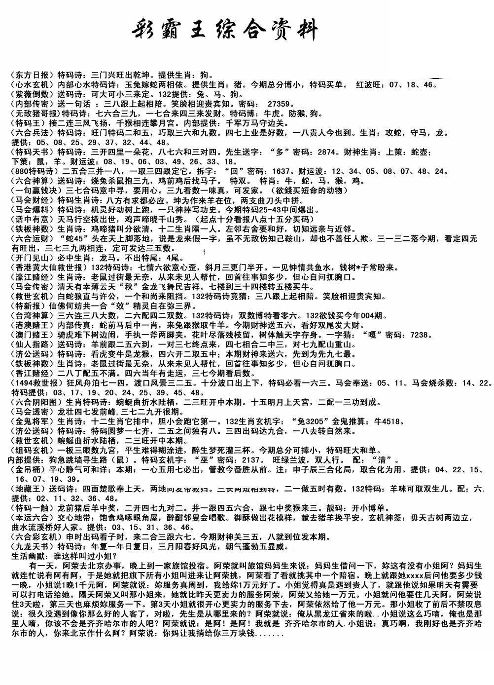 综合资料 第281期