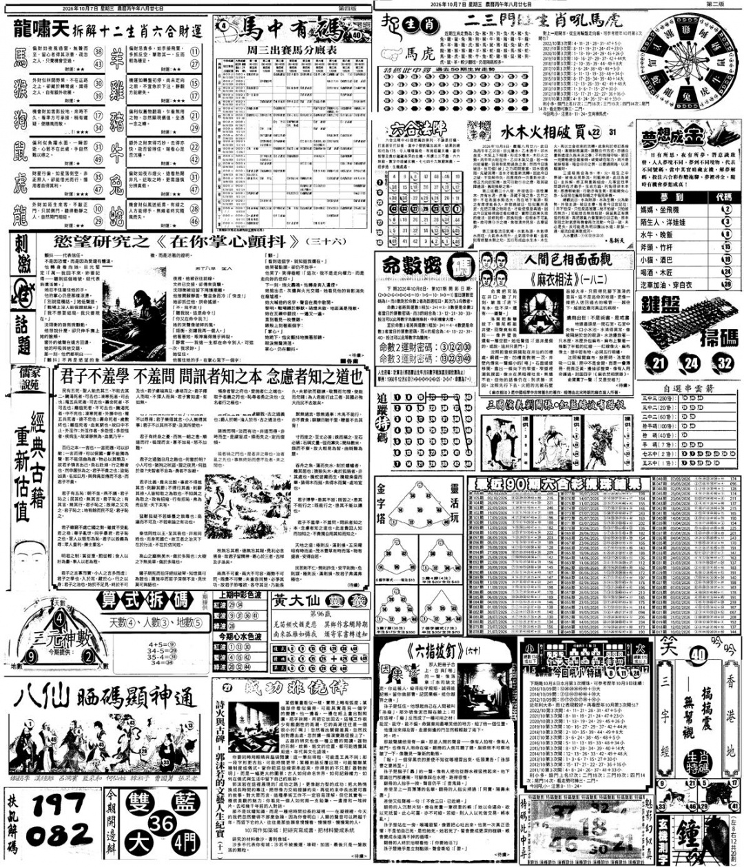 新报跑狗B(背面) 第107期
