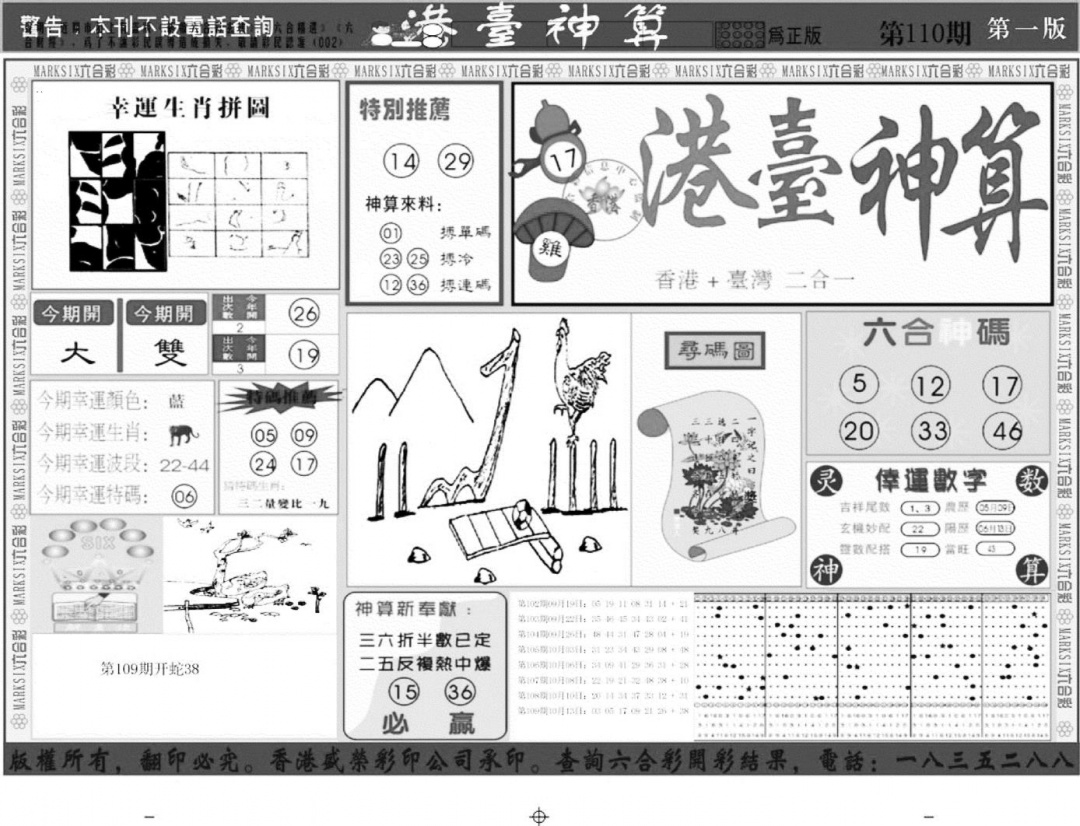 港台神算A 第110期