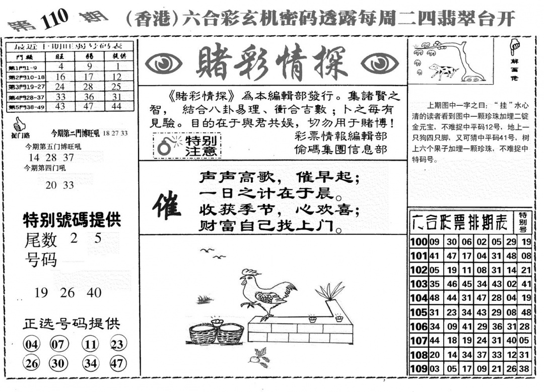 堵彩情探 第110期